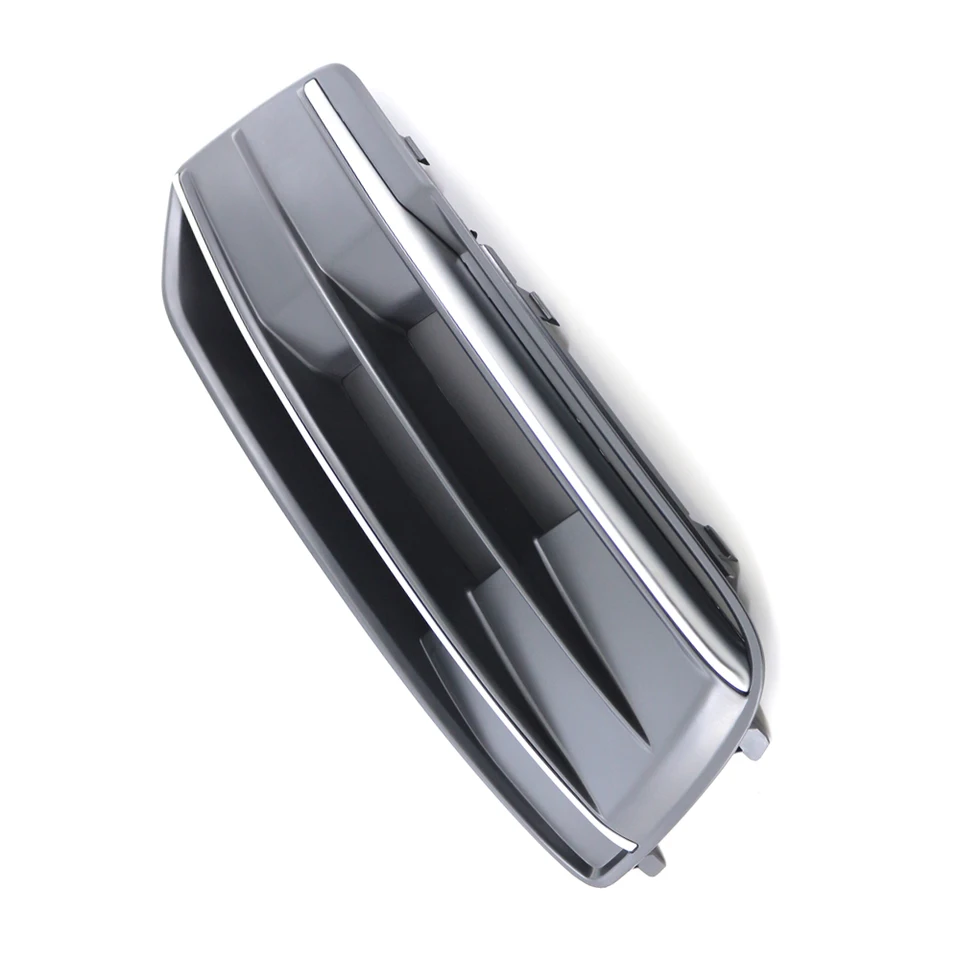 Front Bumper Fog Light Grille Bezel For Audi Q5 2018-2020 - Left Driver Side, Matte Black With Chrome Trim (Part #80A807679DRU6) - View #9