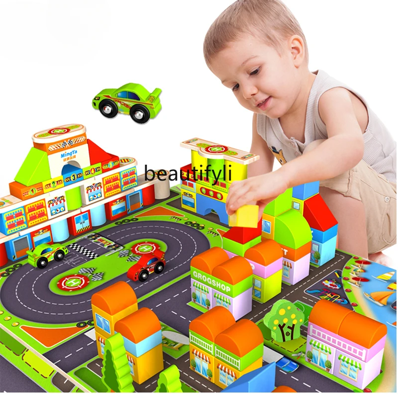Children's building block puzzle boy baby girl baby assembled 7-8-10 year old wooden toy