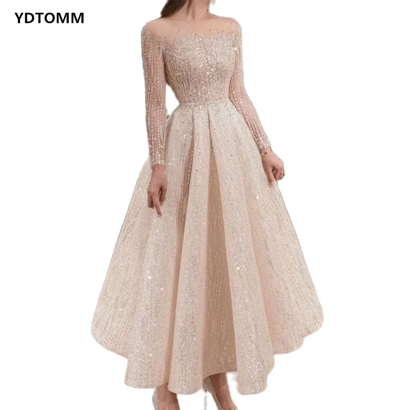 

Summer Fashion Long Sleeve Elegant Midi glitter dress Ladies For Party New Arrival 2023 Sexy mesh Slim Evening dress For Women