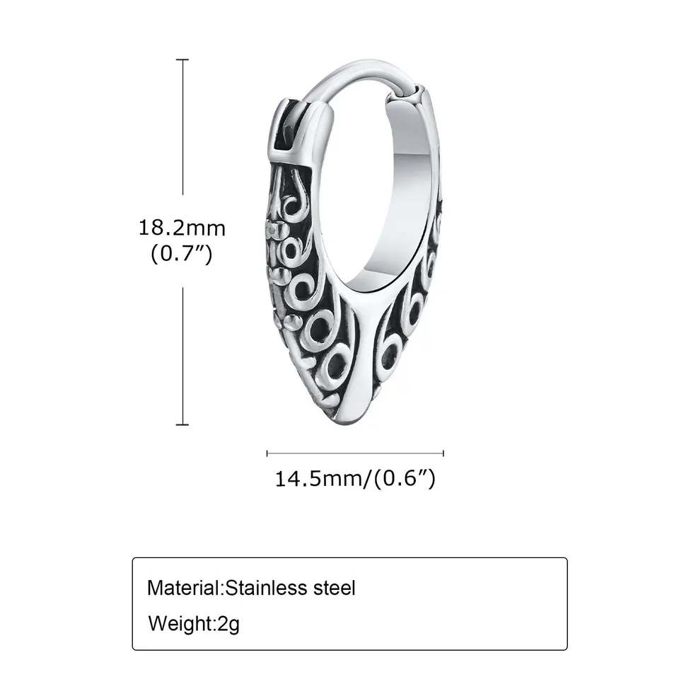 Orecchini Huggie Uomo In Acciaio Inox, Piccolo Cerchio, Stile Gotico Punk, Argento