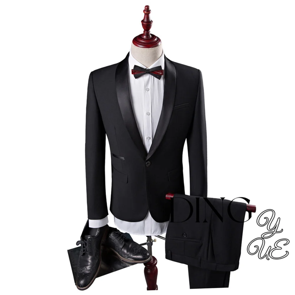 Classy Wedding Tuxedos Suits Slim Fit Bridegroom For Men 3/2 Pieces Groomsmen Suit Male Formal Business (Blazer+Vest+Pants）