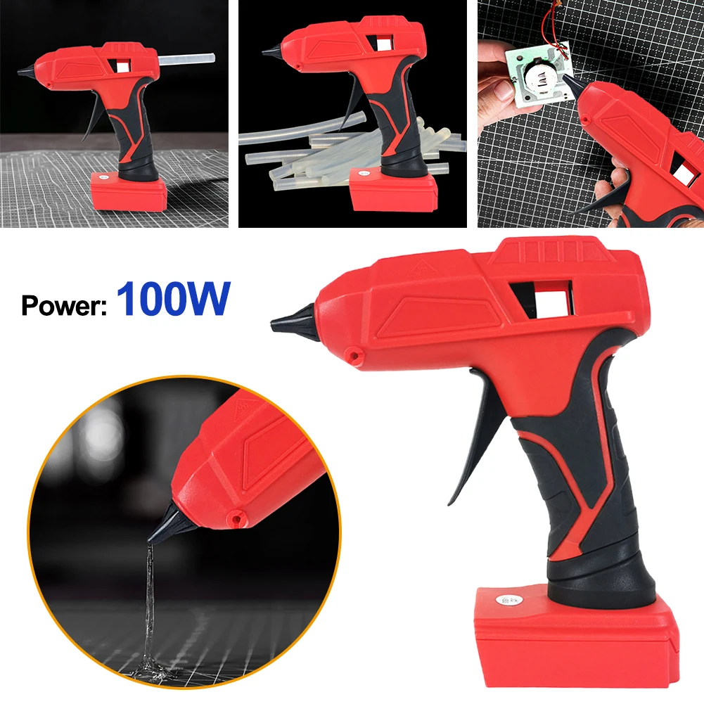 풀 사이즈 핫 멜트 글루건, 5PCs 글루스틱 포함, 100W 무선 핫 글루건, 예술 공예 DIY 학교 집 수리