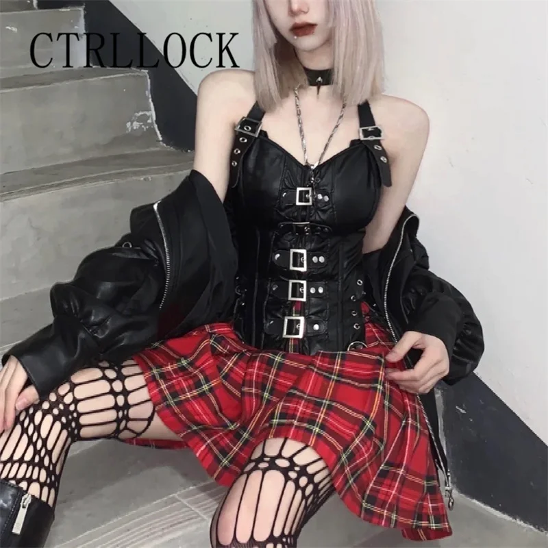 

Милая завязка на шее CTRLLOCK в стиле панк, ремешок на шнуровке, корсет с пряжкой, альтернативный жилет-корсет