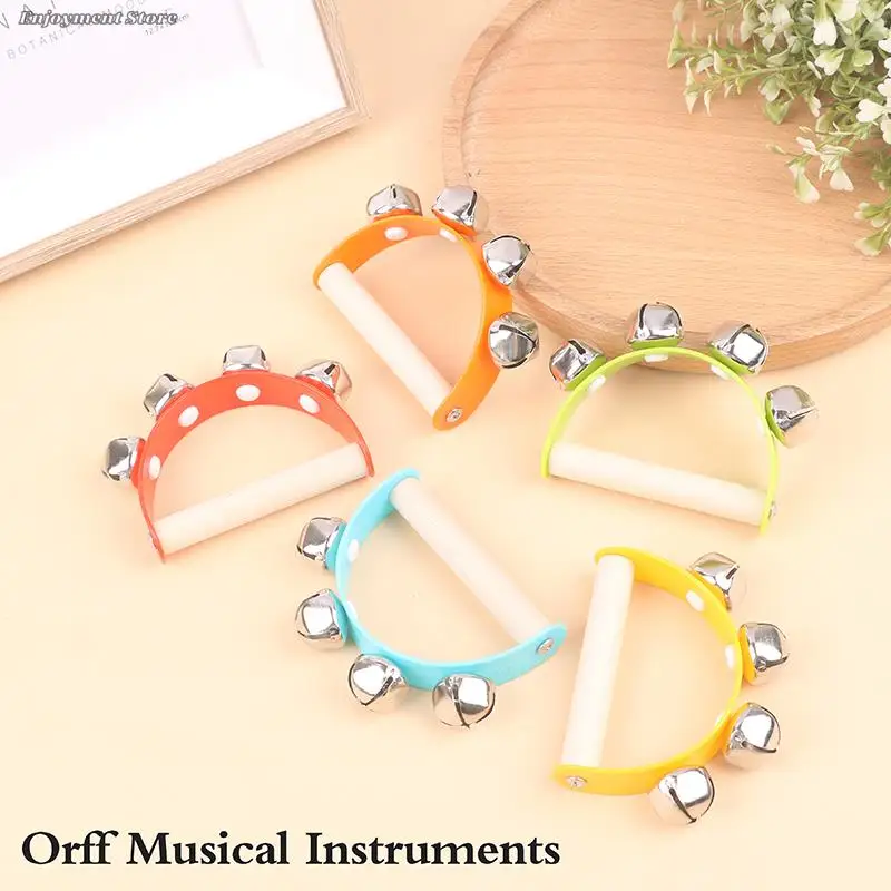 Orff 목재  어린이 교육 장난감,  조기 교육 장난감, 컬러 반원형 핸드 벨, 1x