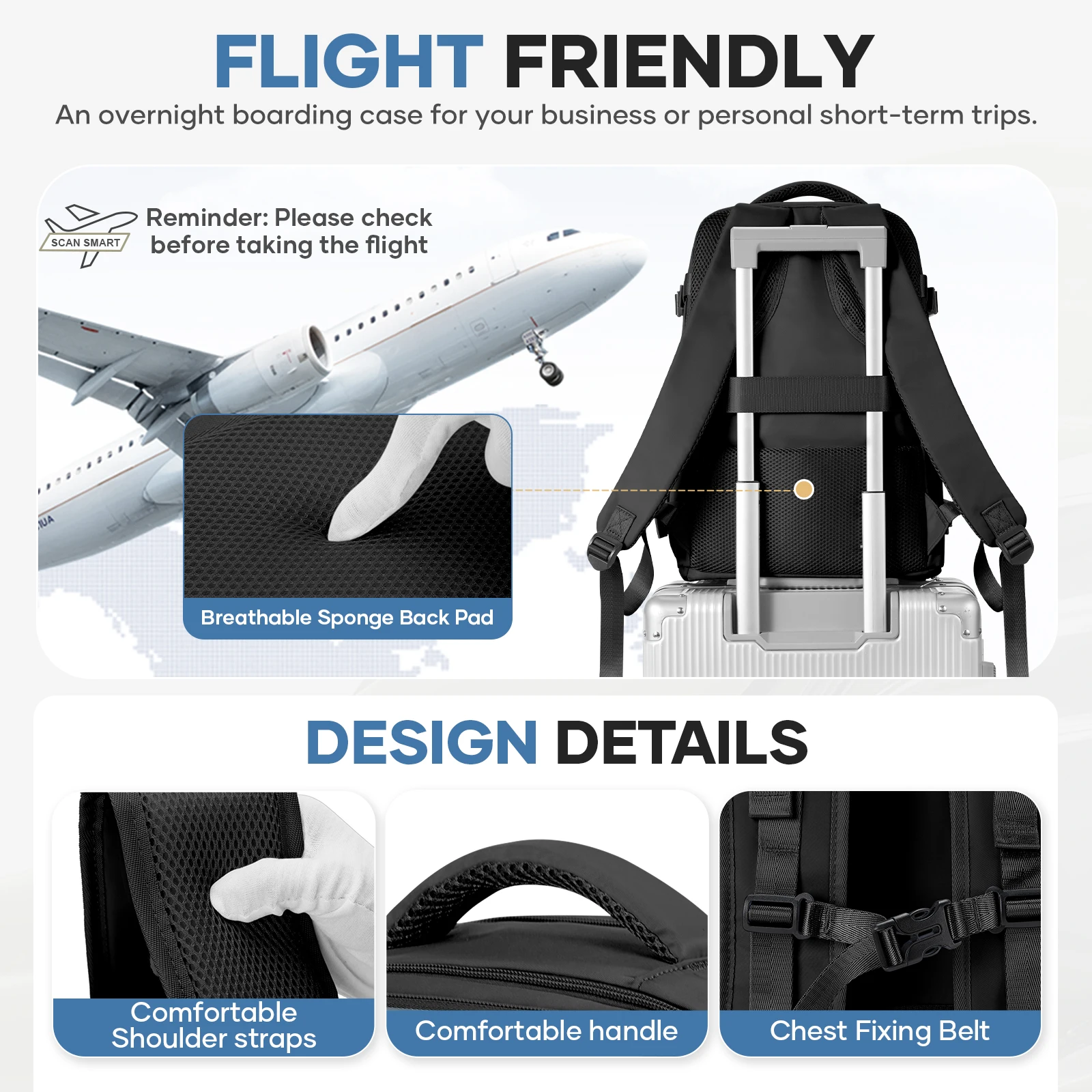 Ryanair Cabin Bag 40x20x25 Under Seat Easyjet 45x36x20 Travel Backpack School Storage Laptop Bag Multipurpose Hand Luggage Bag