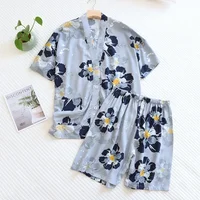 New Summer Ladies 100% Viscose Pajamas Short Sleeve Shorts Two Piece Floral V-Neck Thin Loose Women's Homewear Set sleepwear - Image 3