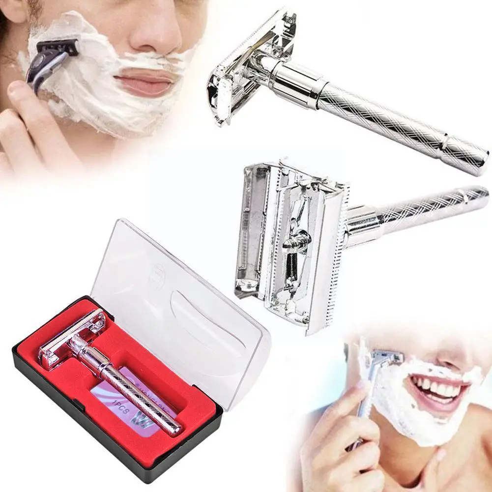 Safe Simple Manual Safety Classic Men Double Edge Adjustable Hair Blade Blades Steel Imitation Shaving Shaver Clean No Residue | Красота и