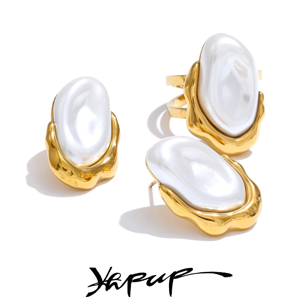 Yhpup Baroque Simulated Pearls Stud Earrings Women