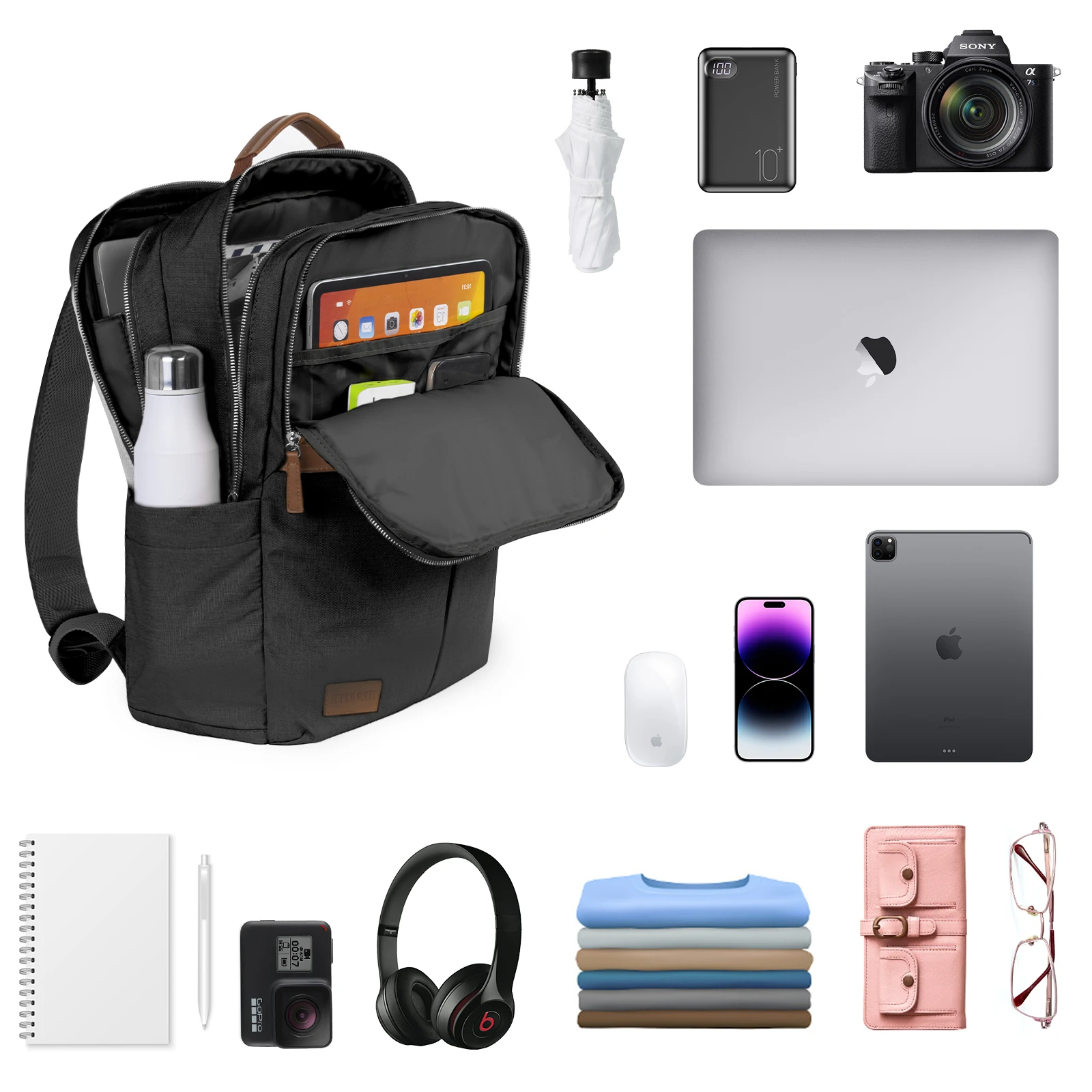 High Quality Large Backpack Waterproof Multi-function Double Zipper Unisex Casual Travel Business Outside Student School Bag