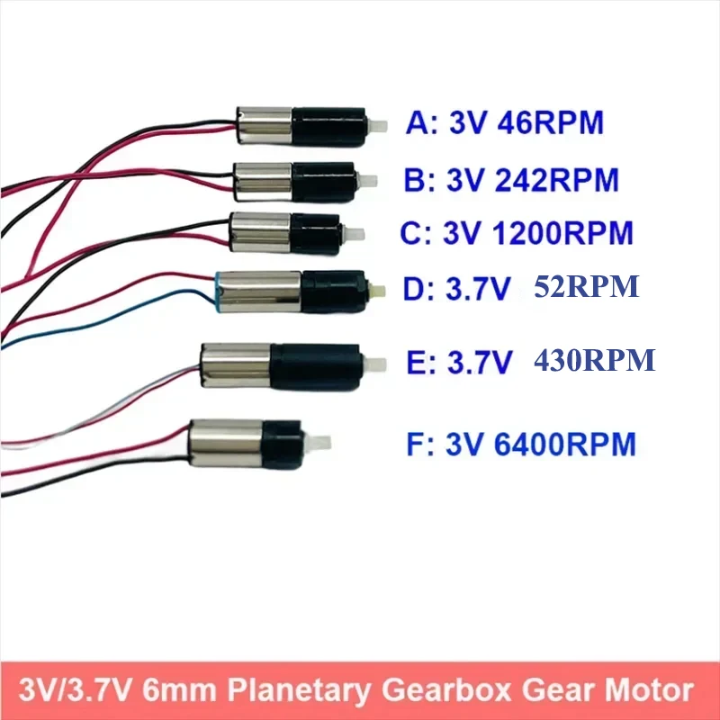 6mm DC 3V 3.7V Tiny Mini Coreless Planetary Gear Motor Slow Speed DIY Robot Car - Foto 12