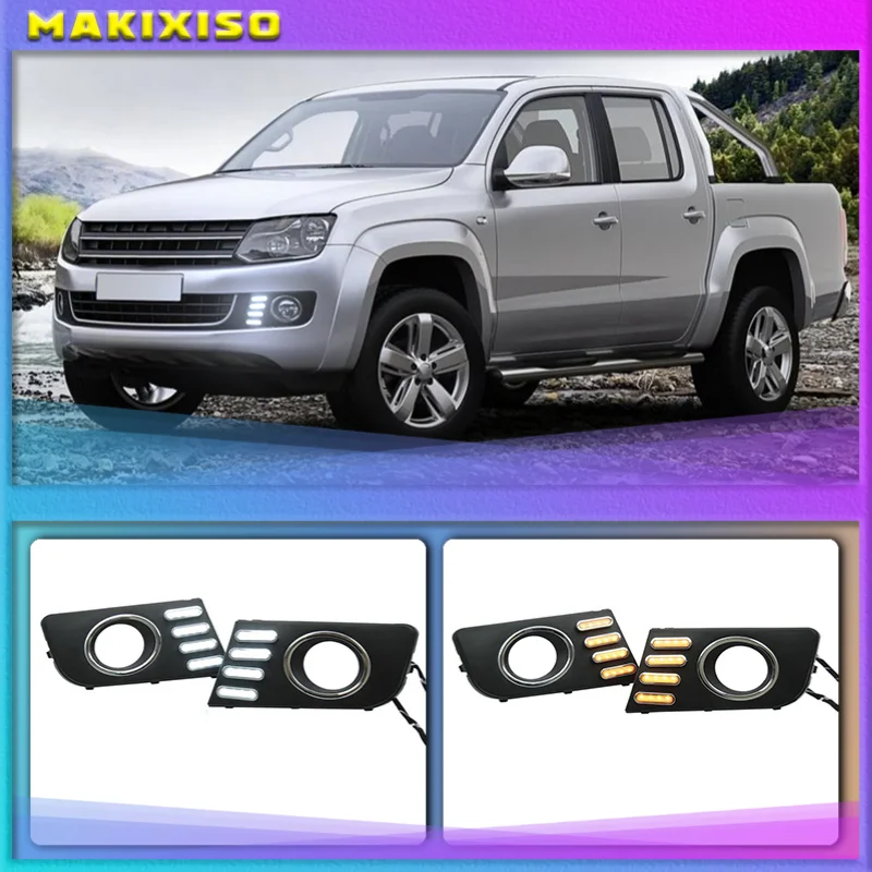 

Светильник противотуманные фасветильник для переднего бампера с указателем поворота, дневные ходовые огни для VW Amarok 2014, 2015, 2016, 2 шт.