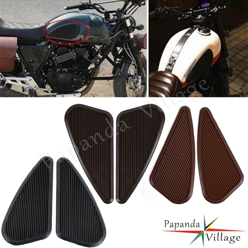 Universal Motorcycle Vintage Cafe Racer Gas Tank Knee Pads Retro Rubber Fuel Tanks Sticker For Harley Honda Cafe Racer Classic