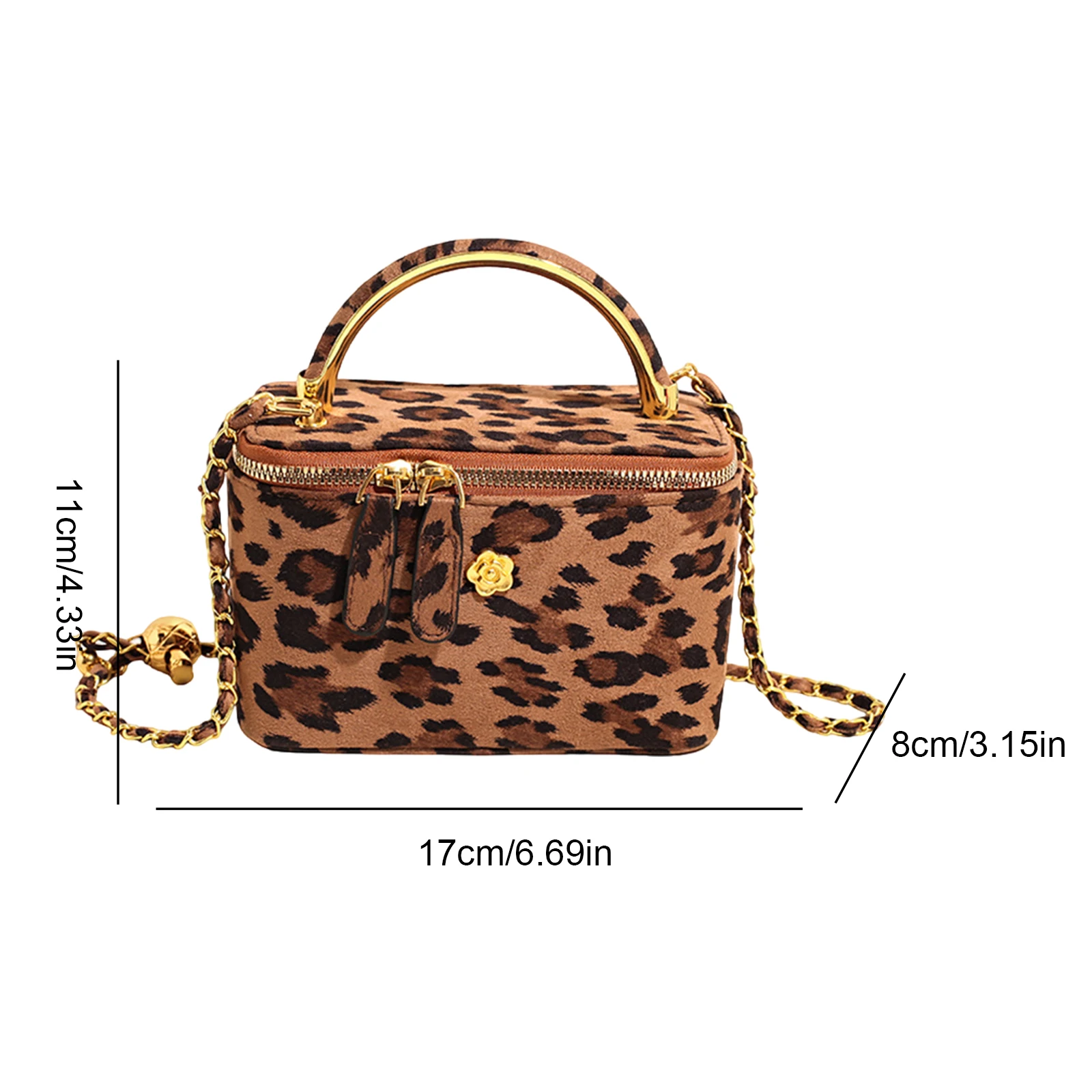 Faux Suede Leopard Print Handbag Large Crossbody Bag with Handle Makeup Bag for Women Work Shopping Travel Daily