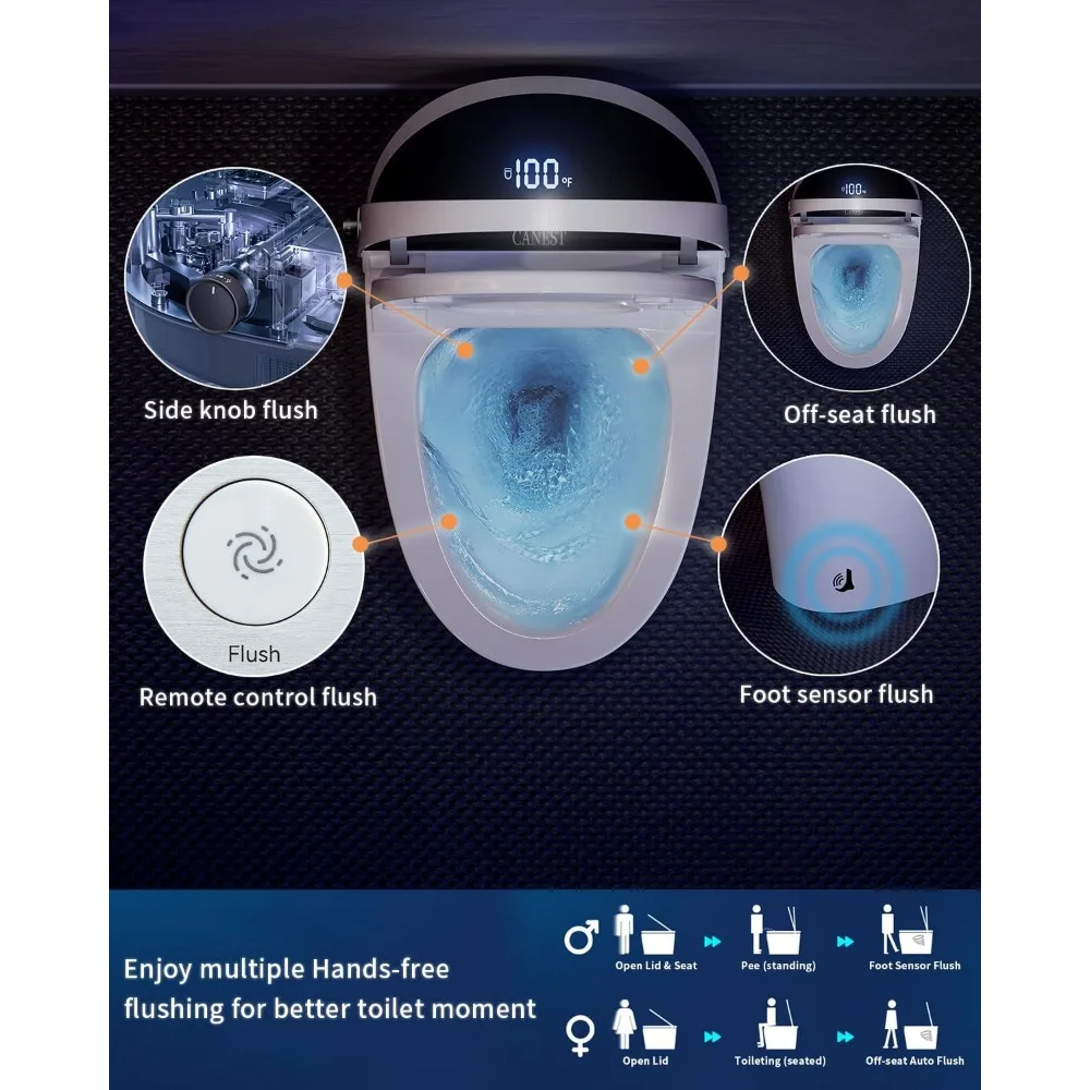 Smart Bidet Toilet, Smart Toilet with Bidet Built in, Pump-assisted Flush, Foot Sensor Operation, Warm Water, Heated Seat 4
