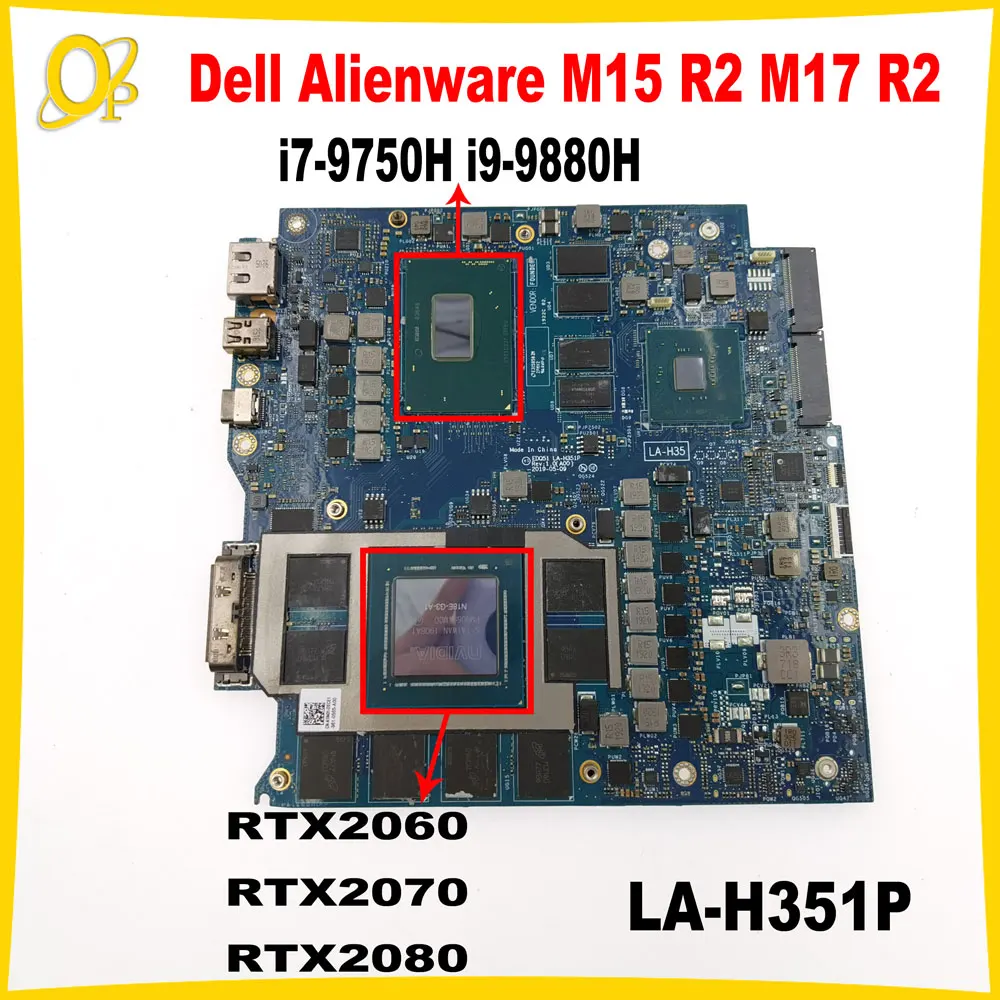 La-H351P Scheda Madre Per Scheda Madre Portatile Dell Alienware M15 R2 M17 R2 Con Cpu I7-9750H I9-9880H Rtx2060/2070/2080 Gpu 16G-Ram