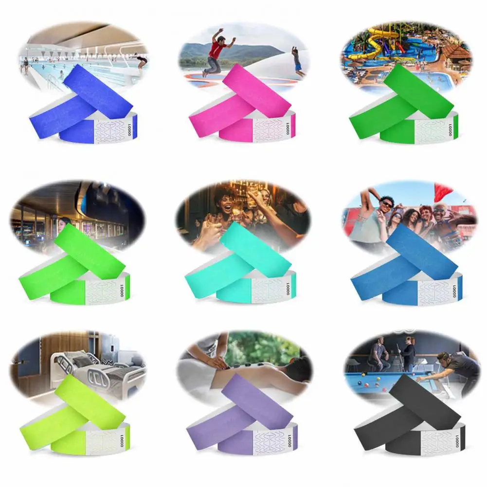 100 Pcs Paper Bracelets Waterproof Tear Resistant Identification Wrist Bands Event Wristbands For Concerts Festivals Parties 3