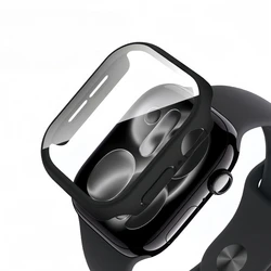 Premium Glass Protective Case for Apple Watch - Full Screen Coverage and Protection (Black 1)