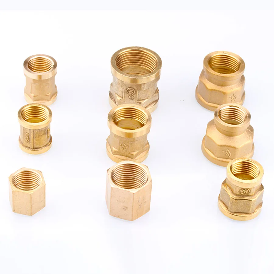 Brass Pipe Hex Nipple Fitting Quick Coupler Adapter 1/2 3/4 1 BSP Female To Female Thread Reducing Joint Water Oil Gas Connector