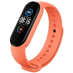 Silicone Sport Wristband Bracelet - Soft Replacement Strap Accessory - Mi band 5 (Orange 08)