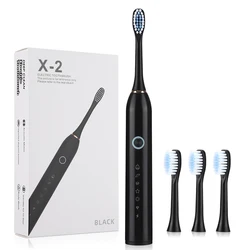 Advanced Rechargeable Sonic Toothbrush for Adults - 6 - Mode Deep Cleaning & Whitening with 4 Brush Heads (Type B Black)