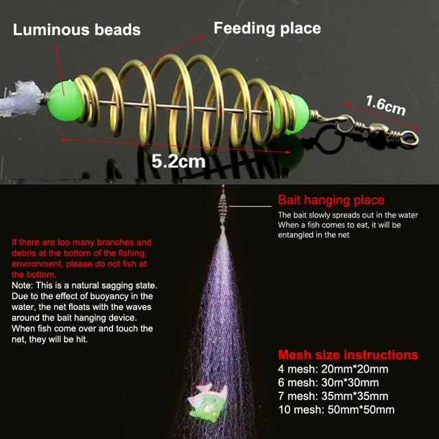 Luminous Bead Nets Sea Fish Nets Fishing Nets Fishing Gear Copper Shoals Cast Gill Feeders Fishing Tool Net Mesh 6