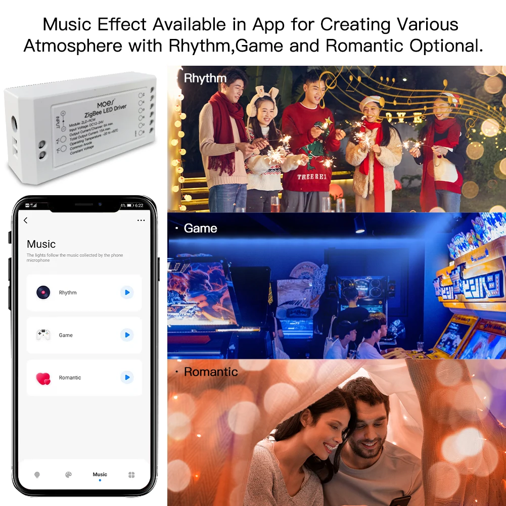 MOES ZigBee Smart Dimmer Module Swtich RGB CCT for LED Strip Smart Life Tuya App Control with Alexa Echo Goolge Home smart light switch led dimmer switch led dimmer controller smart dimmer switch lamp dimmer led strip switch led string dimmer power cords dimmer switch