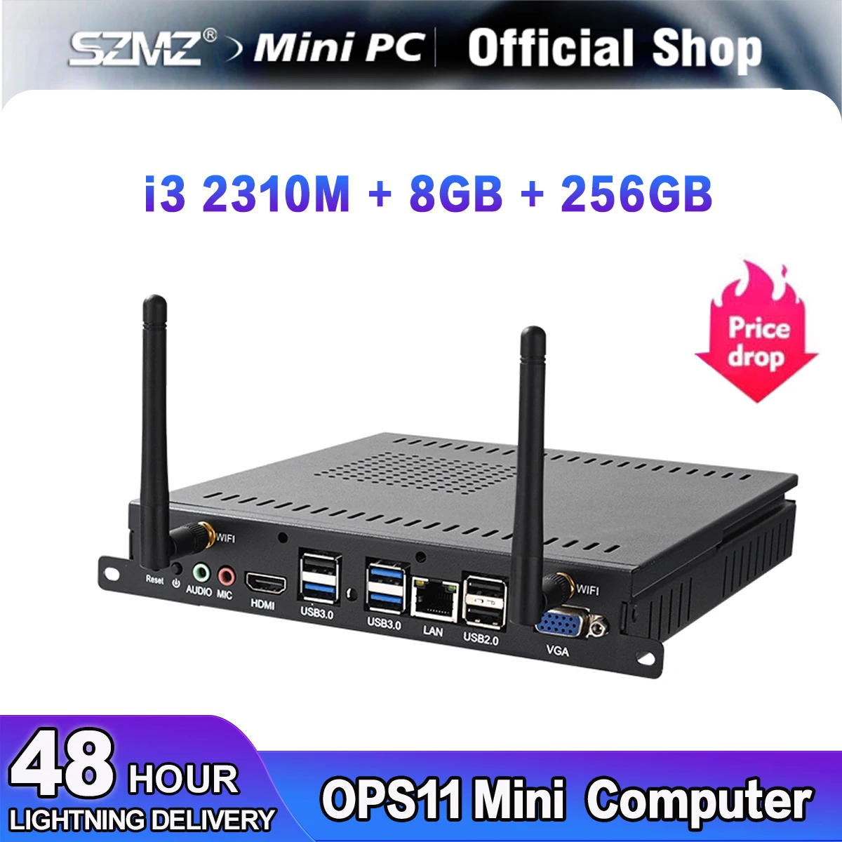 Szmz Ops 11 Mini Pc Ddr3 1600Mhz I3 2310M 8G Ram 256G Ssd, Pc Da Gioco, Supporto Hdmi Vga 4K 60Hz Windows 10 Mini Pc Gamer Linux