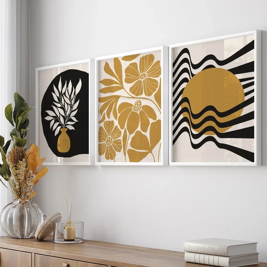 Minimalista Fiore Sole Arcobaleno Color Block Wall Art Nordic Poster Immagini Astratte Per Soggiorno Decor Stampe Su Tela Pittura