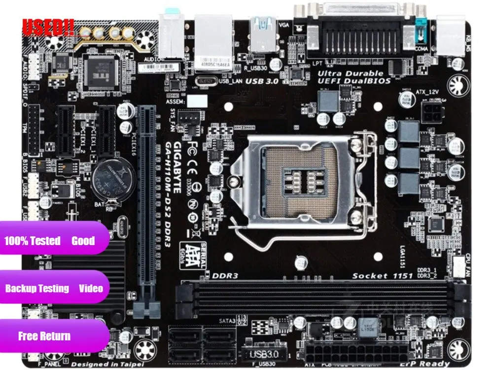 Scheda Madre Gigabyte Ga-H110M-Ds2 Ddr3 H110 Lga 1151 I3 I5 I7 Ddr3 32G