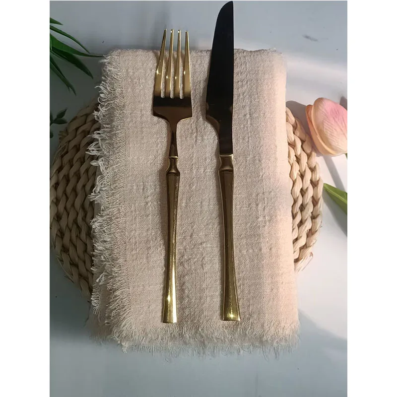 60PCS 32x32cm Cloth Napkin Handmade Cotton Gauze Cloth Table TeaTowel Size For Country Wedding Easter Ramadan Farmhouse Decor
