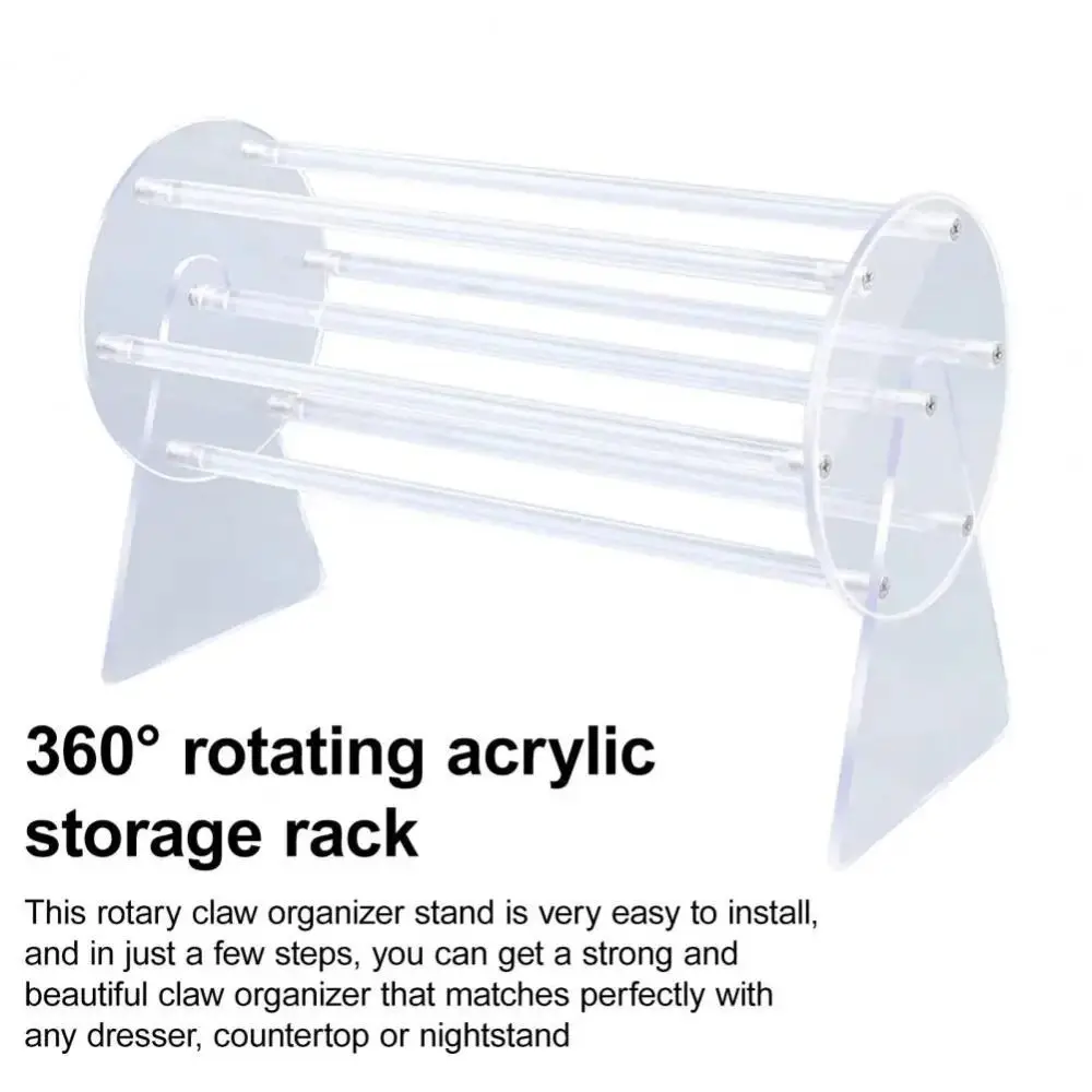 360-Degree Rotating Claw Clip Holder Acrylic Claw Clip Holder Transparent Hair Pins Display Stand Fashion Claw Clip Organizer 3