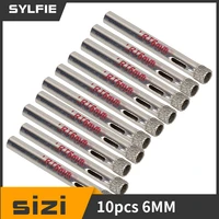 Lot de 10 scies cloche argentées à revêtement diamant, 6mm de diamètre, pour carrelage, céramique, verre 1