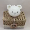 Handmade Crochet Bear Animal Head Knitting Rattle With Music DIY Baby Infant Newborn Teether Sensory Toy 5