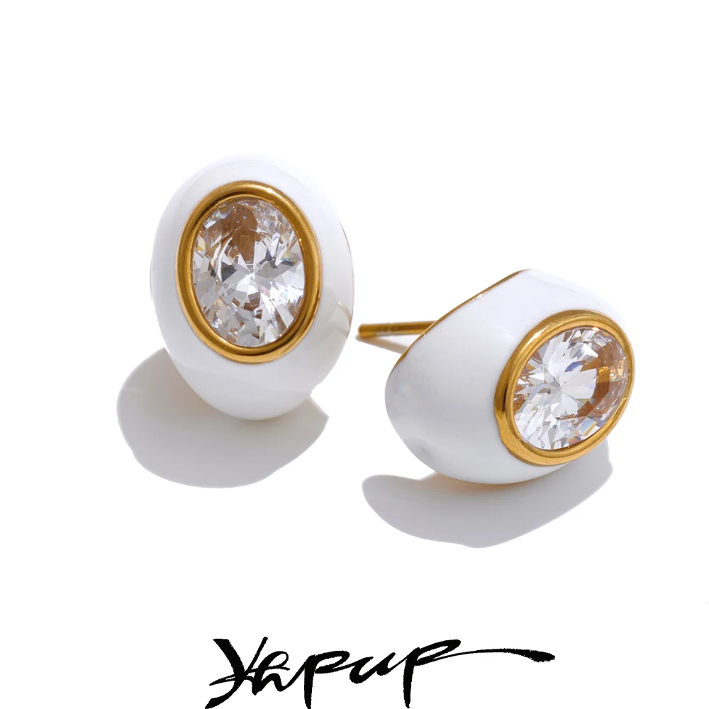 Yhpup Oval Stud Earrings