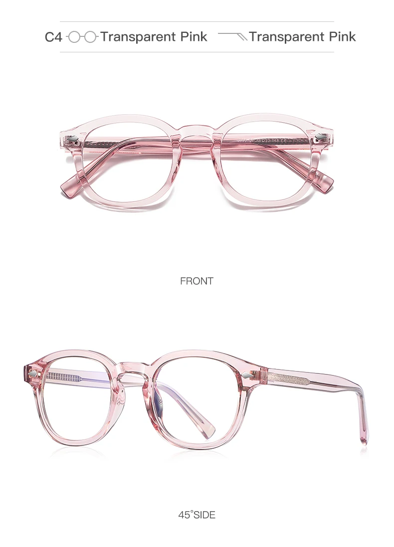 Occhiali da vista da donna TR da 48 mm alla moda, montatura completa rotonda, stile vintage, montatura piccola, ragazza 2096_voghion.com