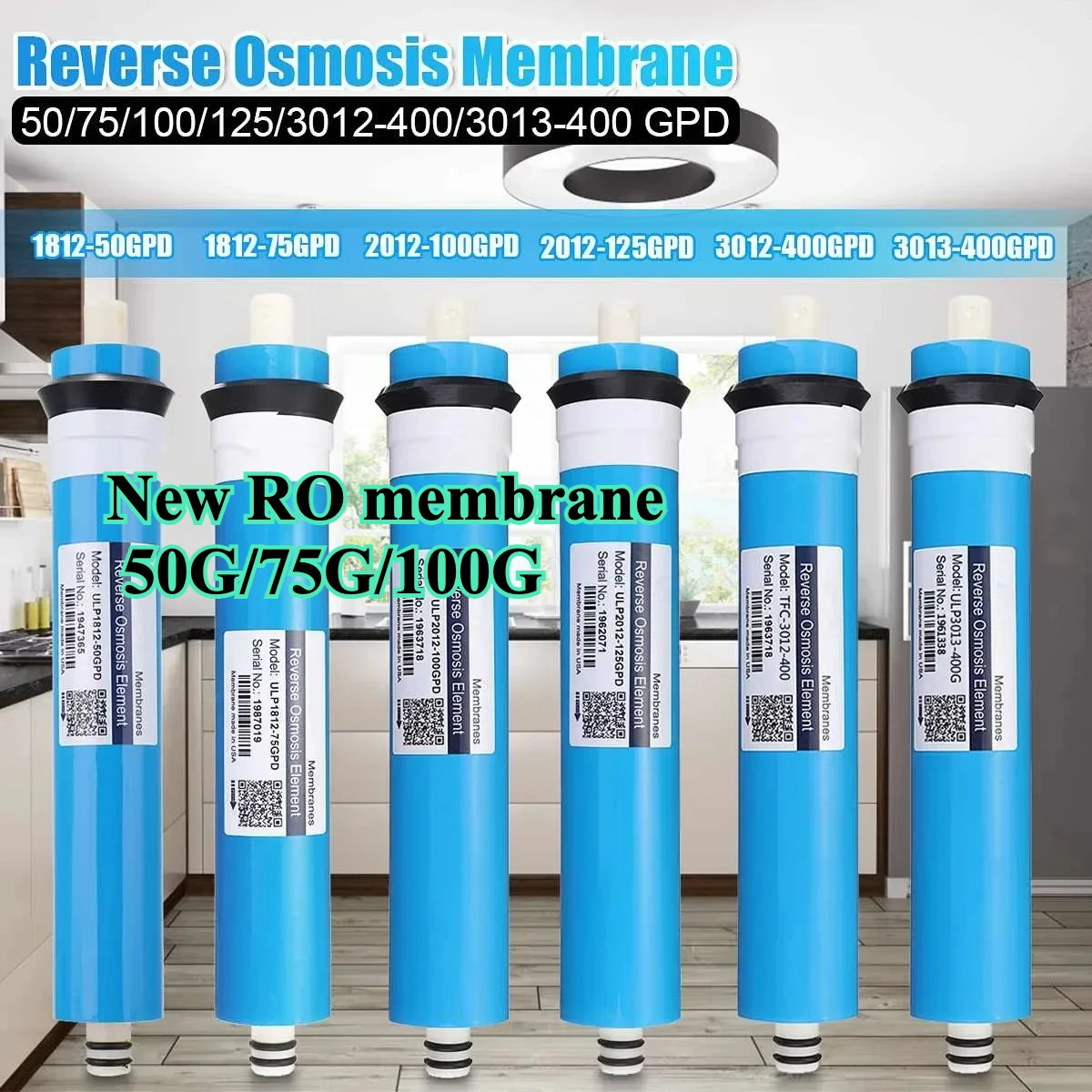 New Home Kitchen RO Membrane 50G/75G/100G Gallon Reverse Osmosis Membrane Replacement Water System Filter Purifier Universal