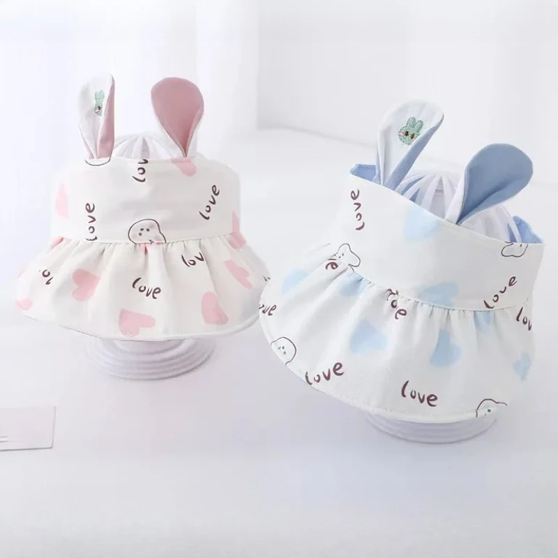 Summer Kids Sun Hat Baby Empty Top Hats Cartoon Rabbit Ears Toddler Sunshade Cap Children Outdoor Sunscreen Visors 6-36Months