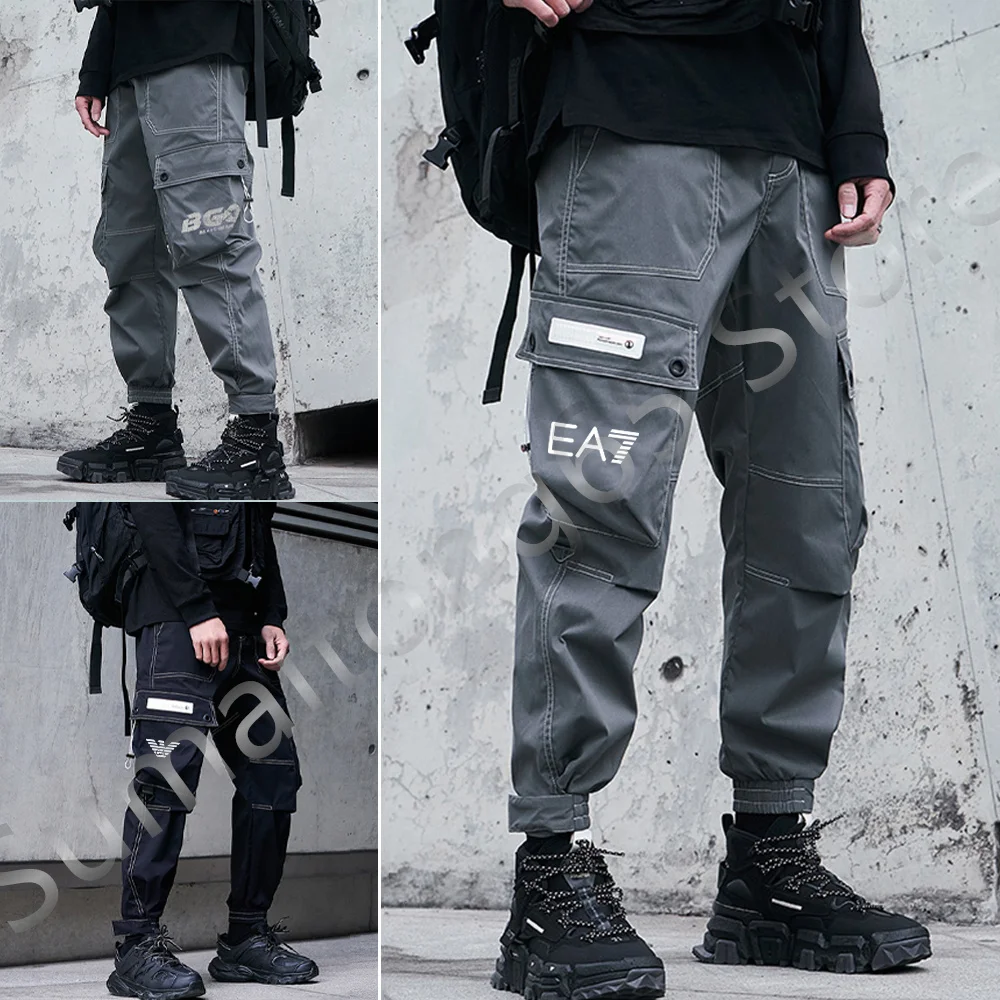 Men's Cargo Pants Brand Print Tshirt Tank Top Man Casual Pants High