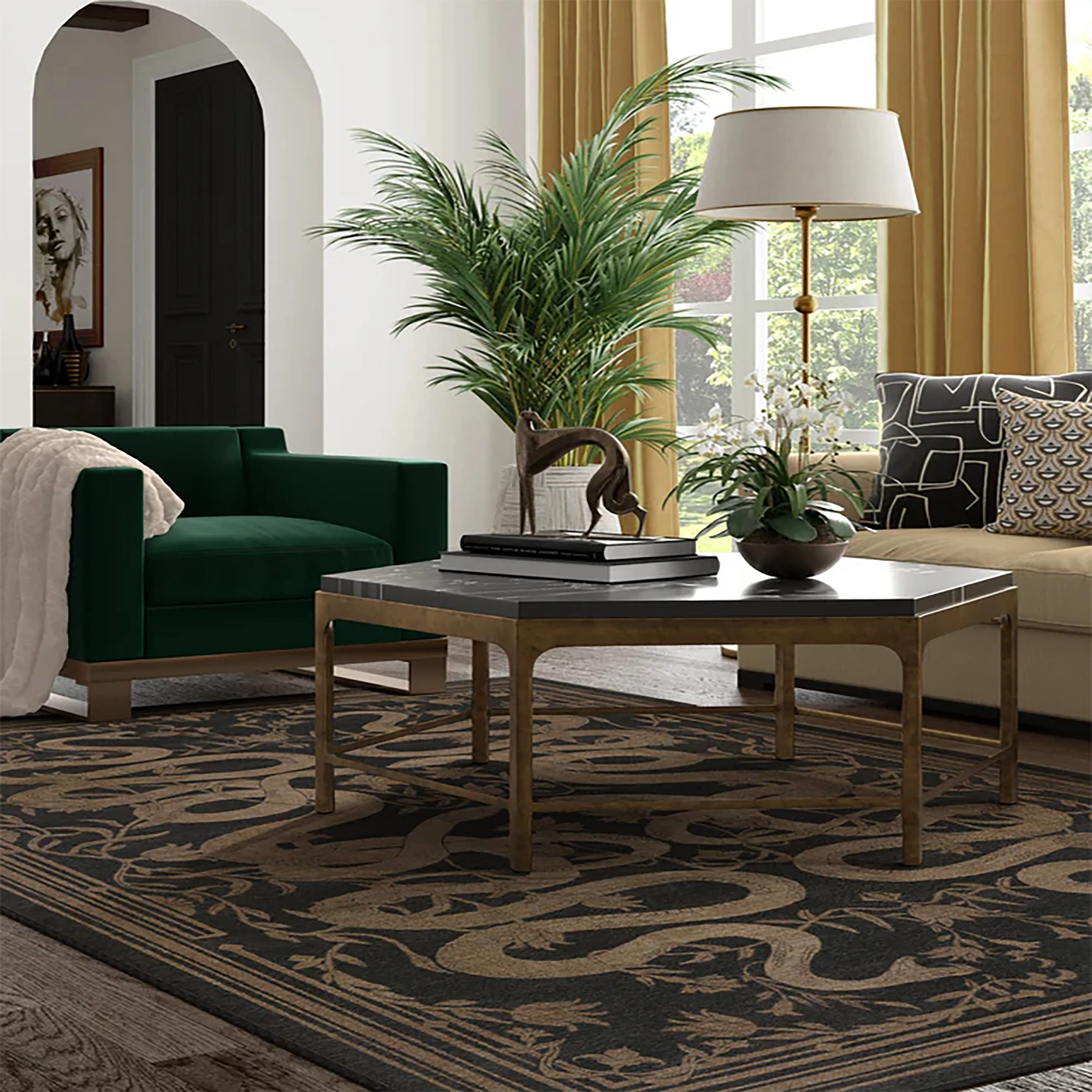 French Retro Style Creative Snake Living Room Carpet Floral Pattern Kitchen Corridor Bedroom Rug Home Decor Easy Care Sofa Rugs 2