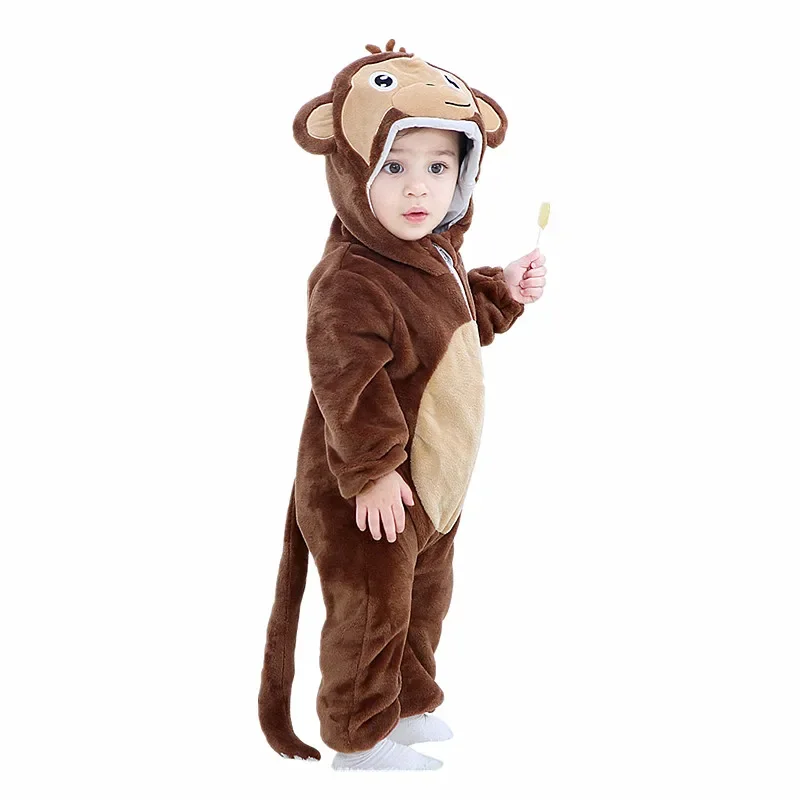 Kids Toddlers Infant Tiger Dinosaur Animal Fancy Dress Costume Outfit Hooded Romper Jumpsuit Warm Pajama Bodysuit