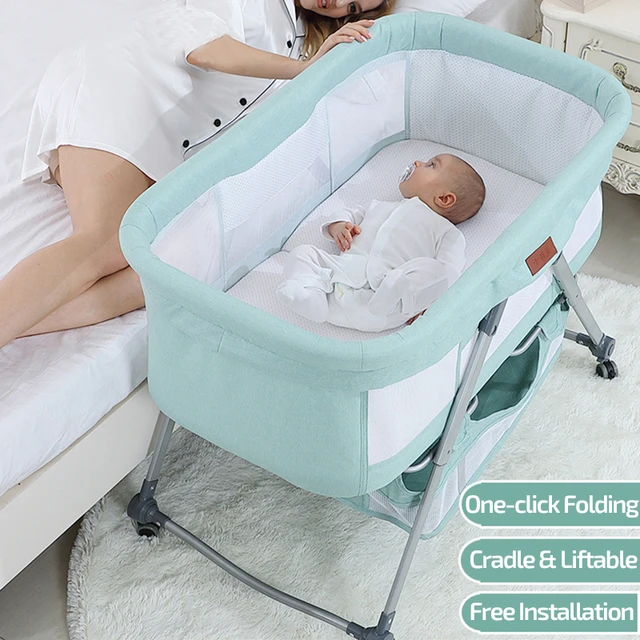 Bebek beşiği yenidoğan bebek yatağı için çok fonksiyonlu beşikler büyük  yatak Shaker beşiği ile mobil katlanabilir cibinlik mobil katlanabilir -  AliExpress