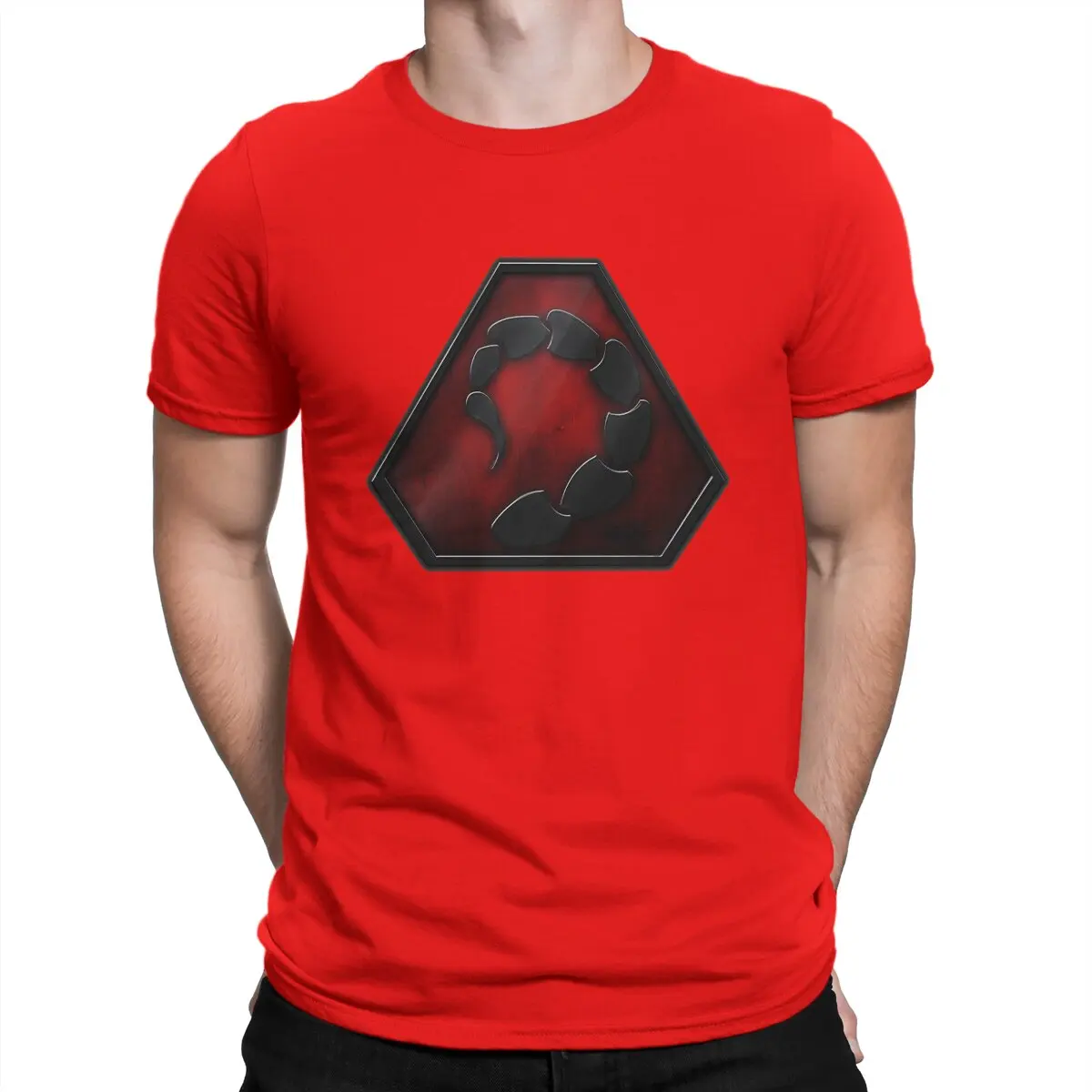 thumbnail image 1 of Camisetas para hombre NOD, novedad, algodón puro, camiseta de manga corta, alerta roja, cuello redondo, estampado, 1 of 7