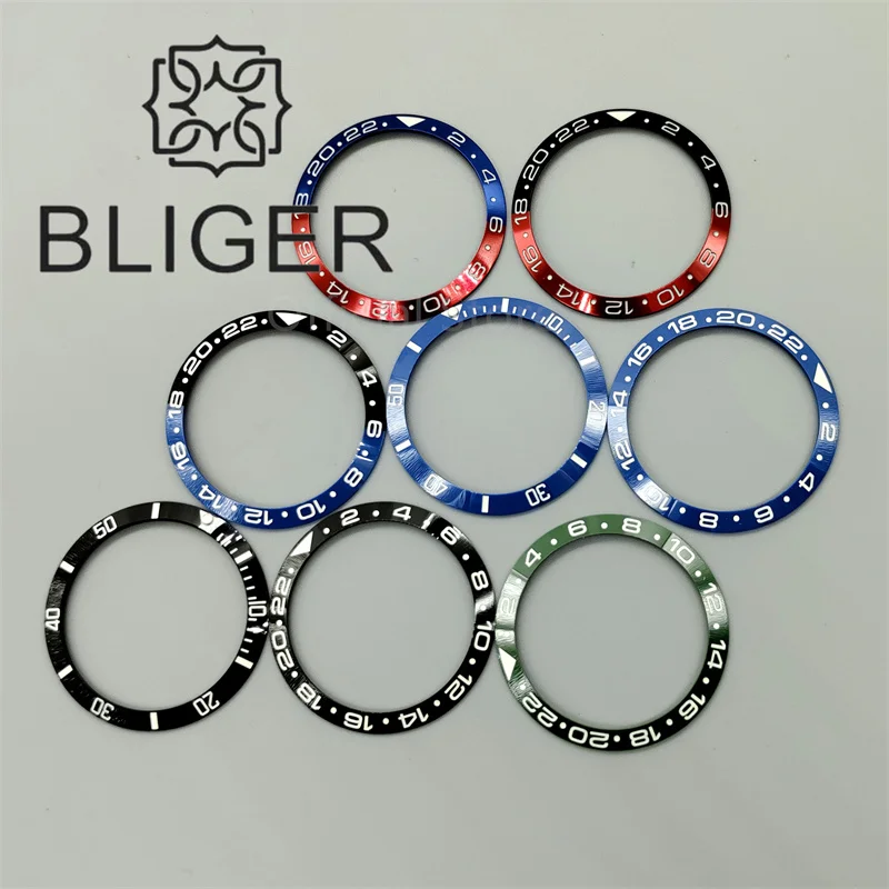 

BLIGER 34mm/35mm Diameter Watch Bezel Super Vintage Bat/Man Blue Red Insert C3 Green Luminous Fit 36mm/38mm S/U/B Watch Case