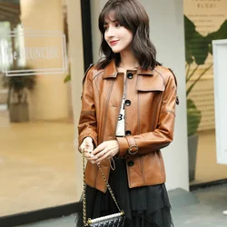 Short Genuine Leather Jacket Women Real Sheepskin Coat Female Korean Women's Clothing Spring Autumn 2020 ZXL2002 Pph1594