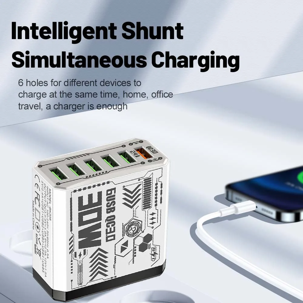 6USB Charger QC3.0 Fast Charging Quick Charger For iPhone Samsung Xiaomi Mobile Phone Charge Adapter EU/US/UK Plug