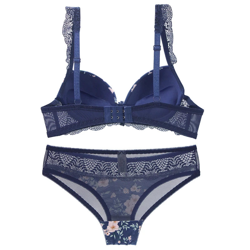 Damen Dessous Set Mit Blumenmuster Push Up Bh Und Slip Sexy_voghion.com