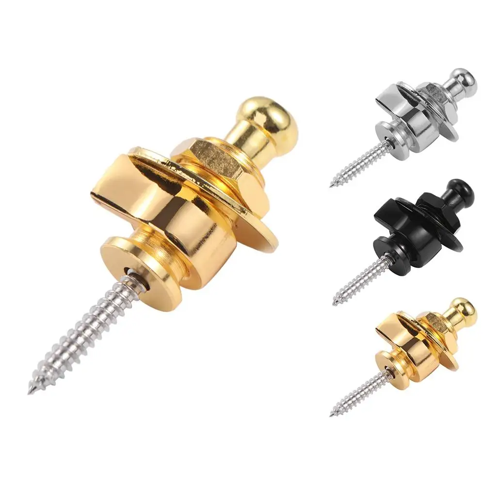 Round Head Electric Guitar Strap Locks Alloy Guitar Tail Nail Strap Button Golden Black Skidproof Round Head Straplocks