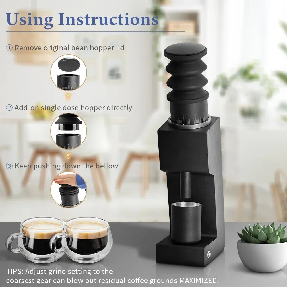 VS3 Coffee Bean Grinder Machine Electric Portable Household Coffee Grinder with Single Dose Hopper Cleaner Silicone Bellow 2