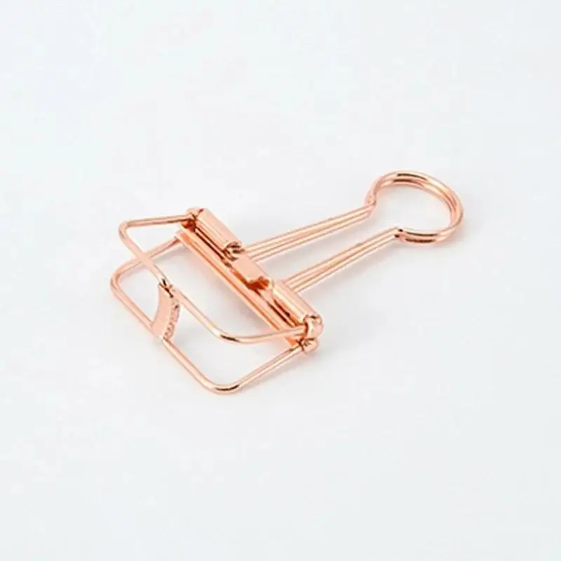 5Pcs Rose Gold Metal Binder Clips Office Binding Supplies Paper Documents School Accessories Kawaii Photo Decorative Bookmark