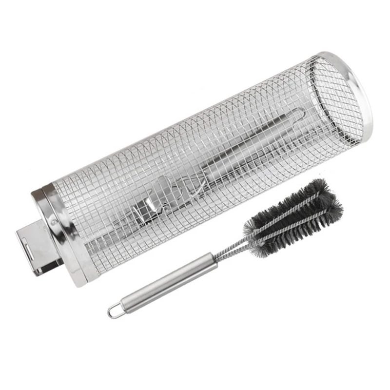 

Grill Basket For Outdoor Grilling - Stainless Steel Round Bbq Grill Basket With Lock, BBQ Grill Accessories